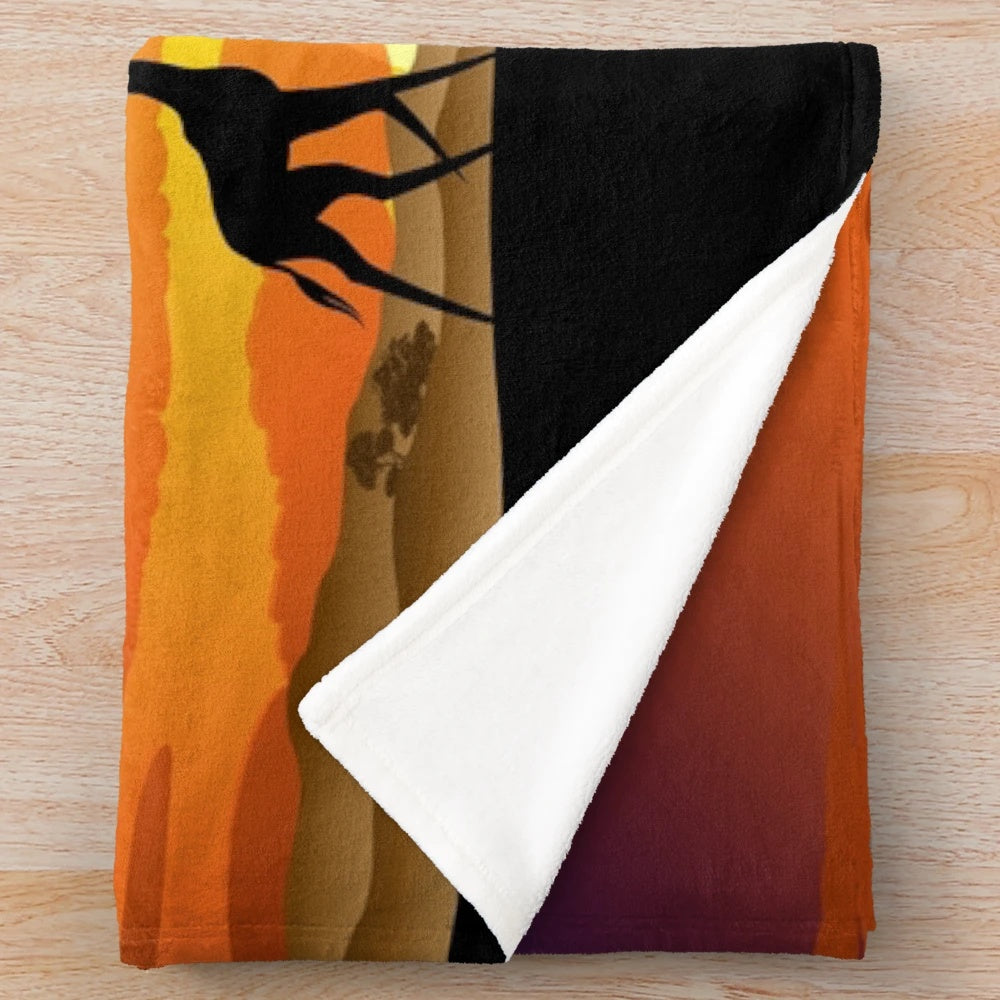 Wild animals on an African savanna sunset landscape plush blanket