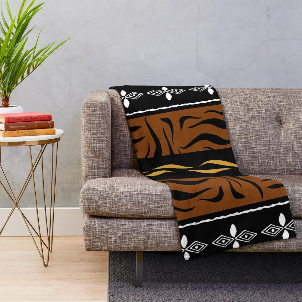 Colorful african tribal pattern plush blanket