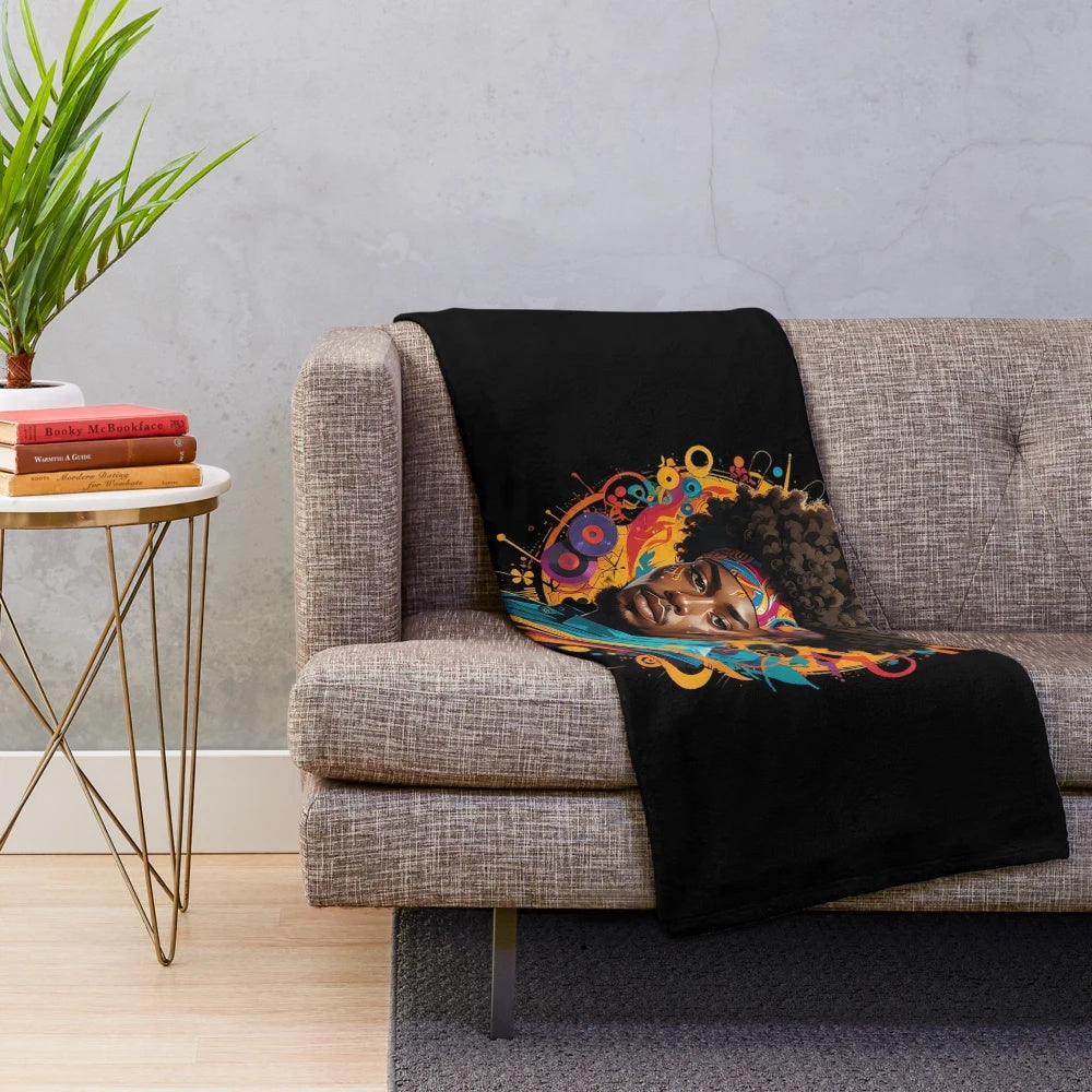 Afro-inspired plush blanket with unique ethnic patterns
