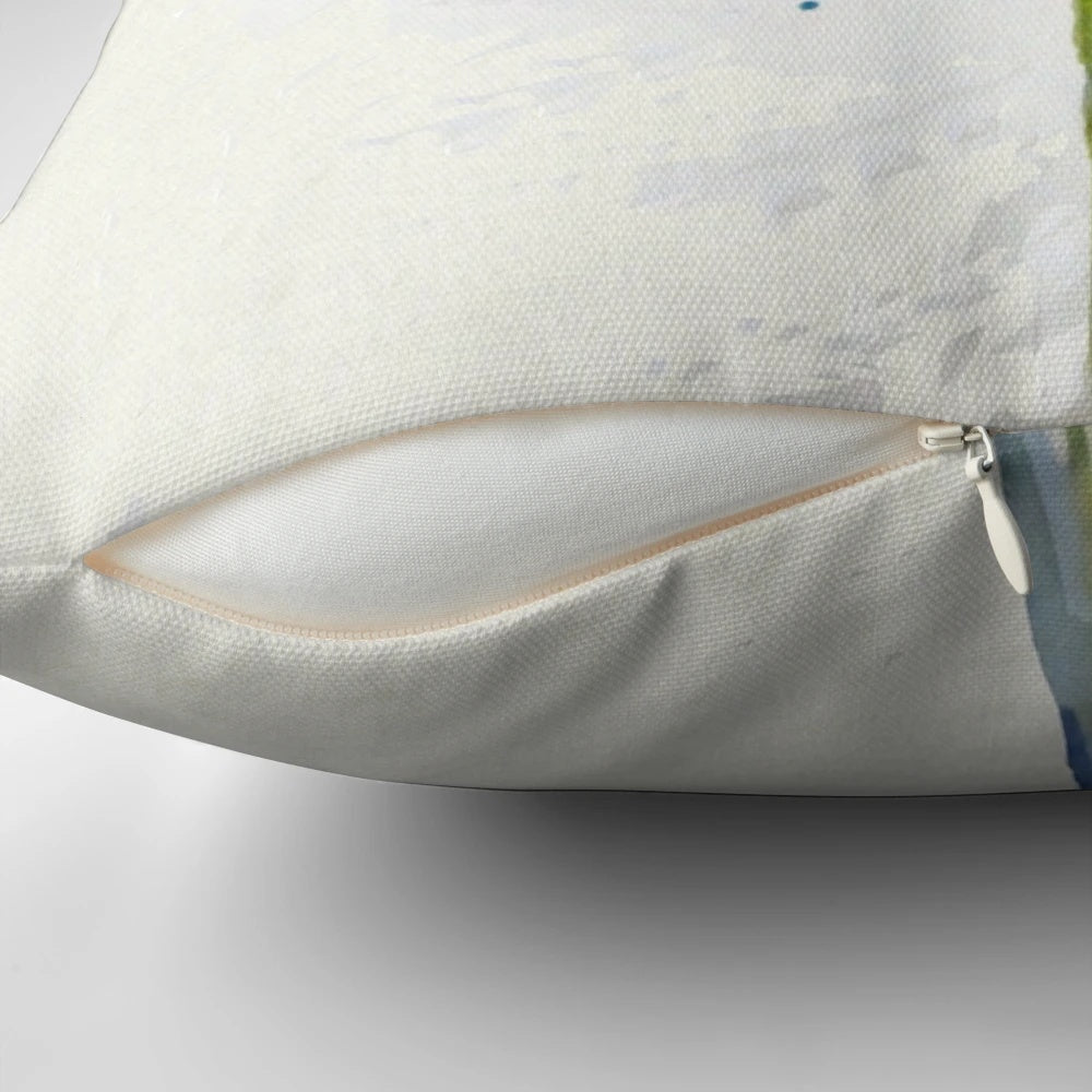 Decorative pillow featuring a beautiful, blue agapanthus flower in bloom