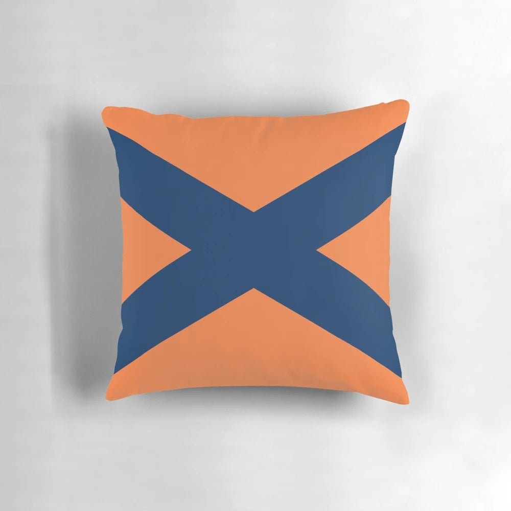Plush Alabama Crimson Tide flag-themed throw pillow with orange and blue colors