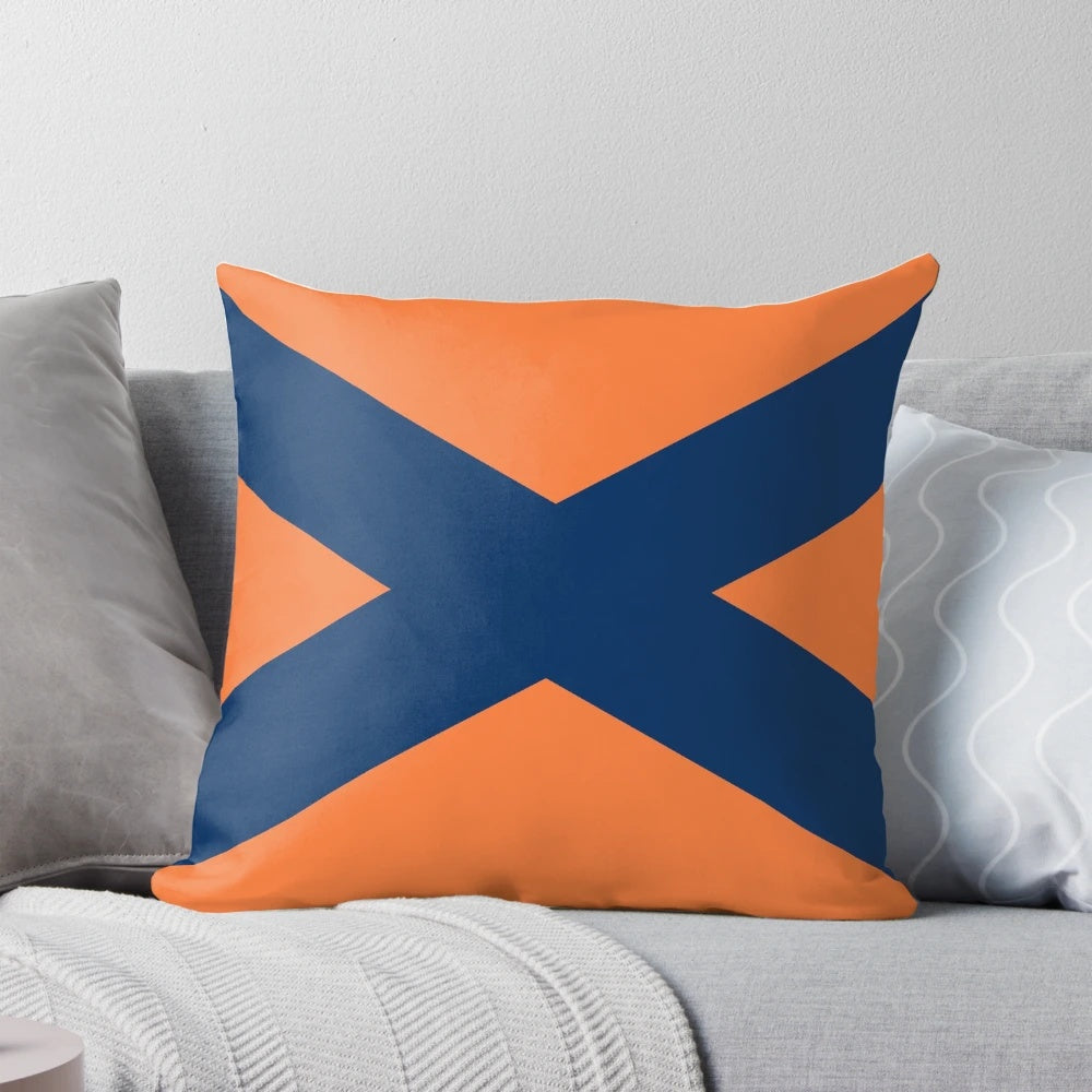 Plush Alabama Crimson Tide flag-themed throw pillow with orange and blue colors