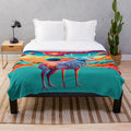 Colorful alien wildlife plush blanket