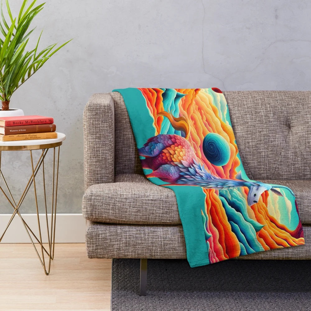 Colorful alien wildlife plush blanket