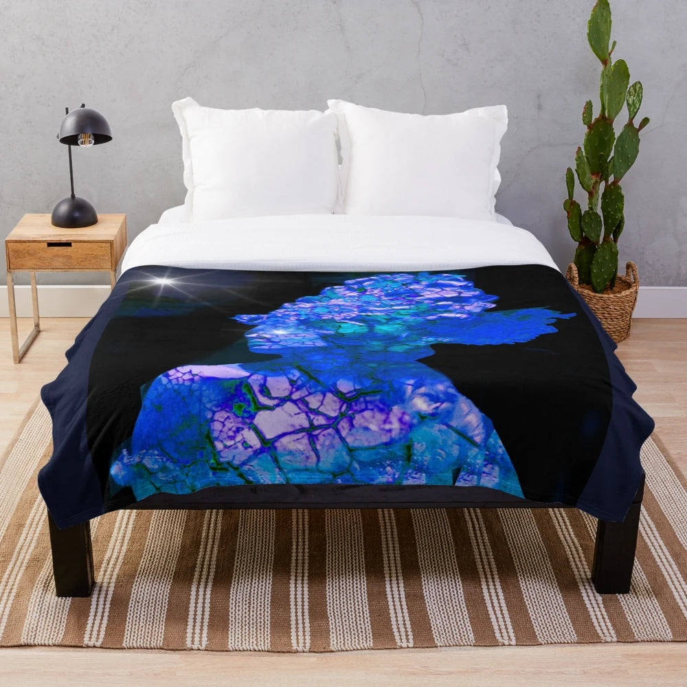 Colorful plush blanket with abstract alien world design