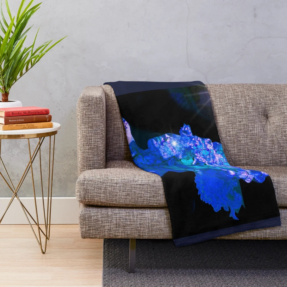 Colorful plush blanket with abstract alien world design