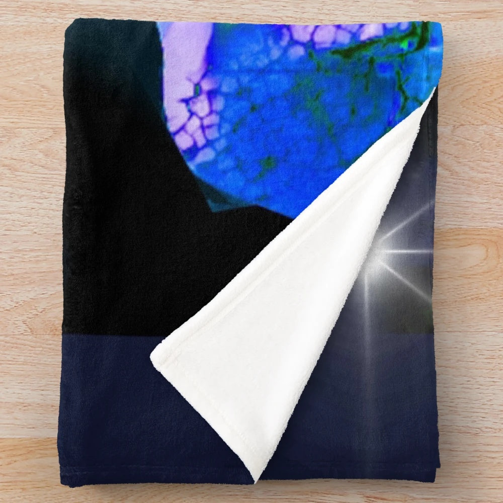 Colorful plush blanket with abstract alien world design