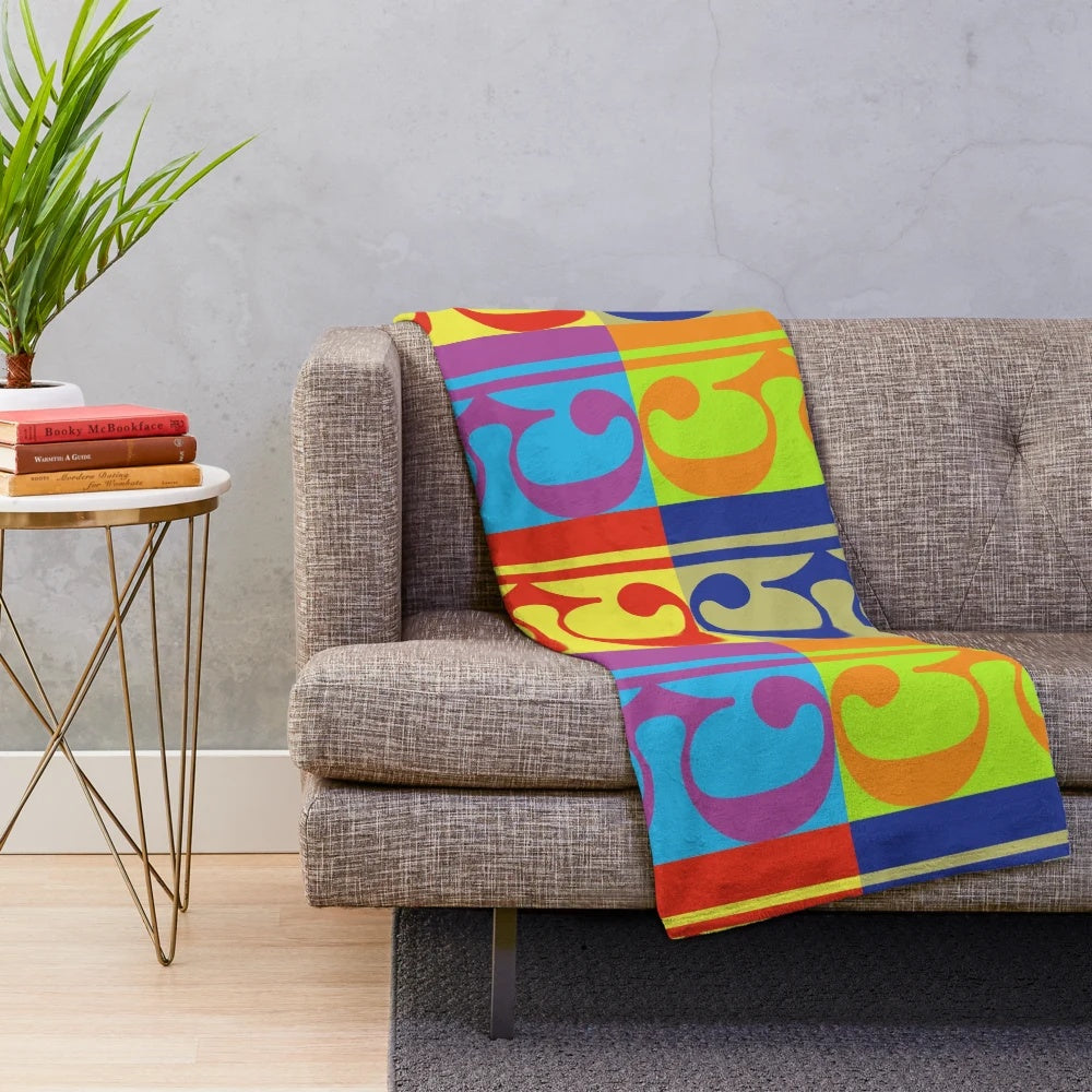 Colorful alto clef design plush blanket for music enthusiasts