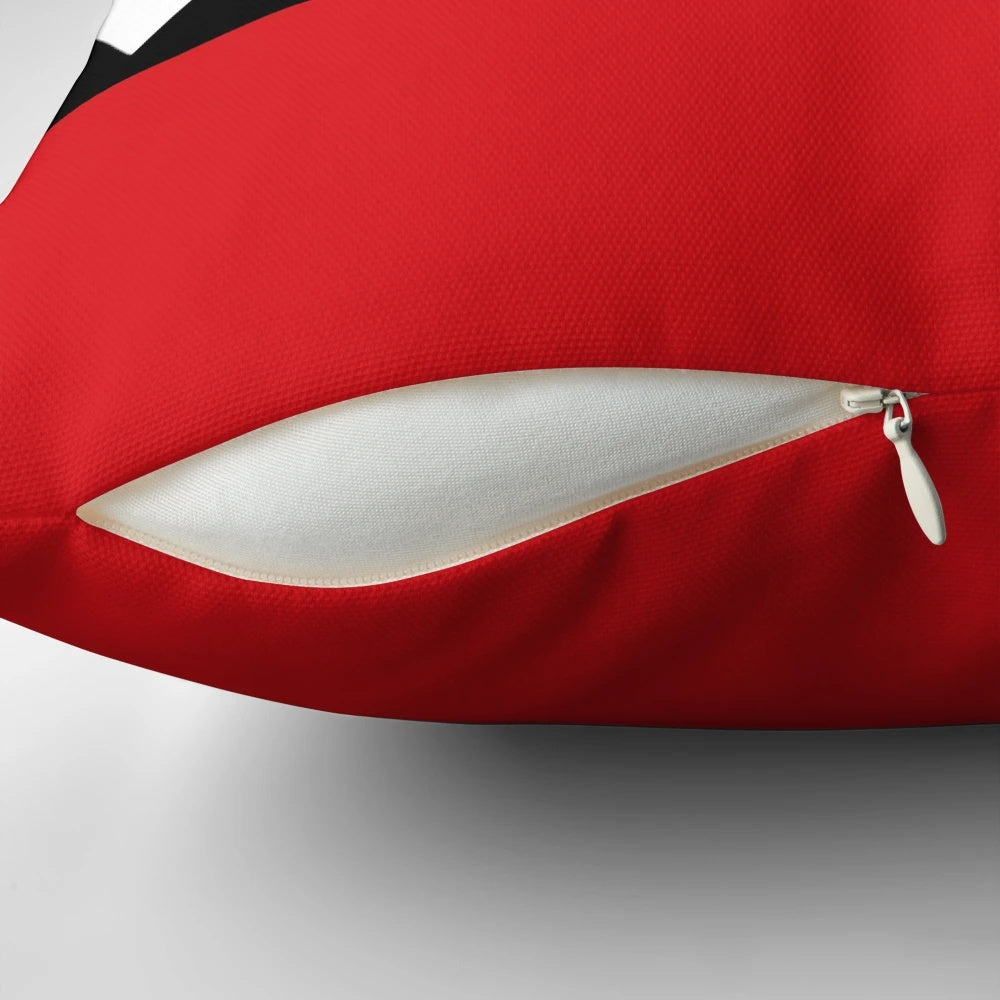 Amsterdam flag pillow with red, white, and black stripes and crosses