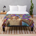 Colorful and vibrant plush blanket with a dreamy, artistic design