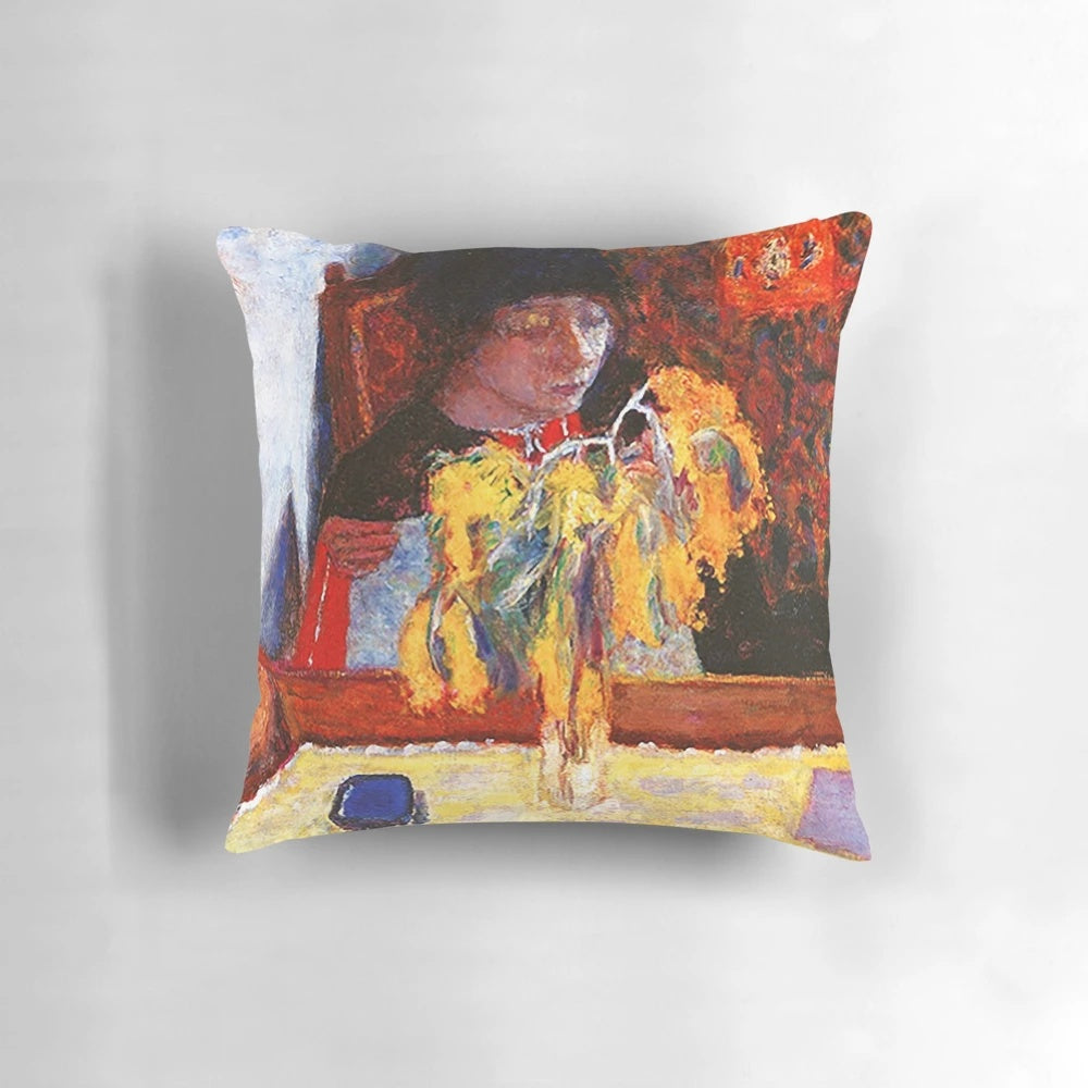 A Pillow featuring a colorful and vibrant painting by the French post-impressionist artist Pierre Bonnard.