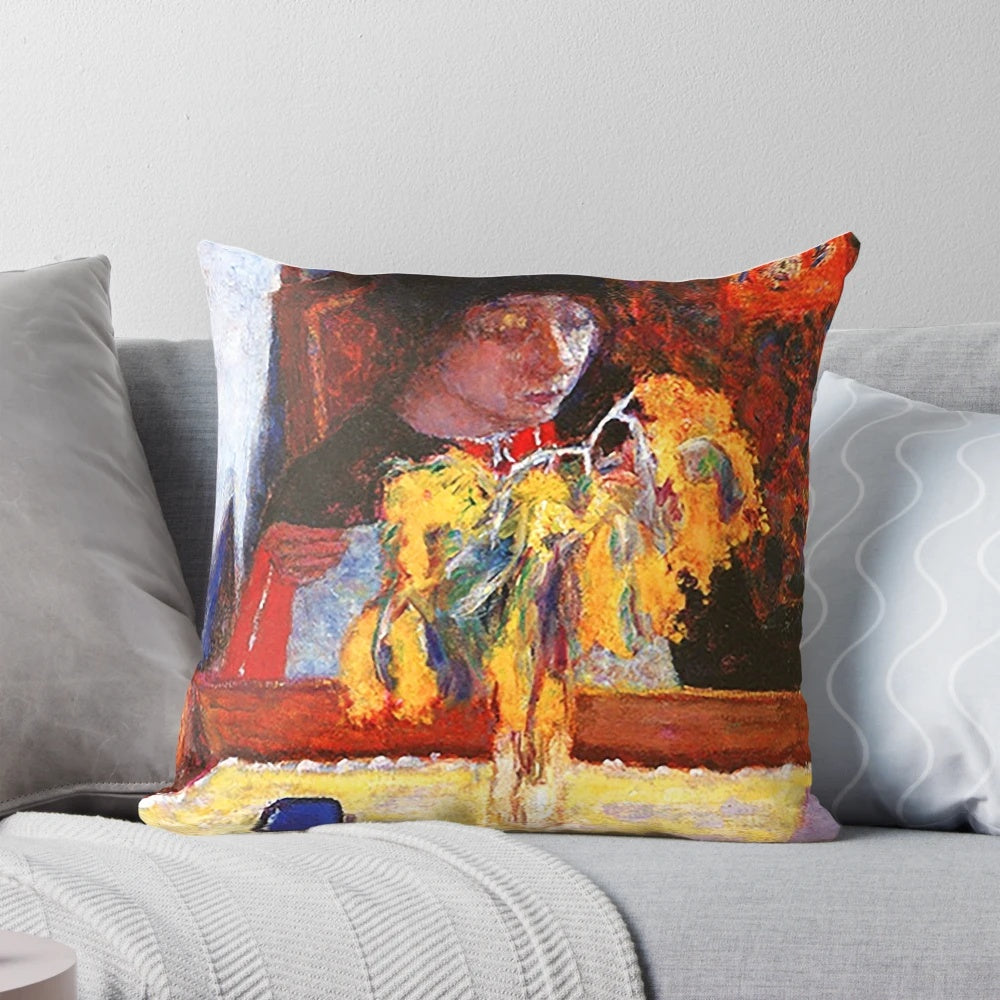 A Pillow featuring a colorful and vibrant painting by the French post-impressionist artist Pierre Bonnard.