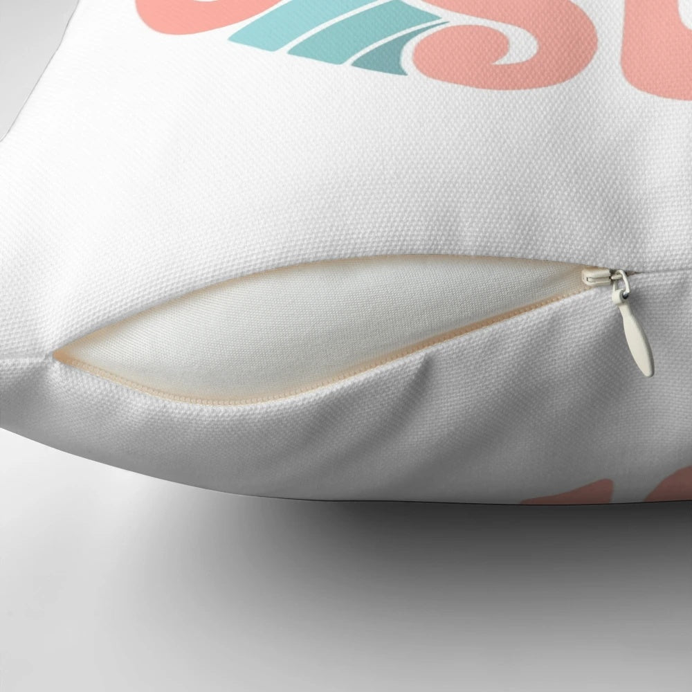 Colorful and vibrant sun-themed pillow with a groovy, psychedelic design