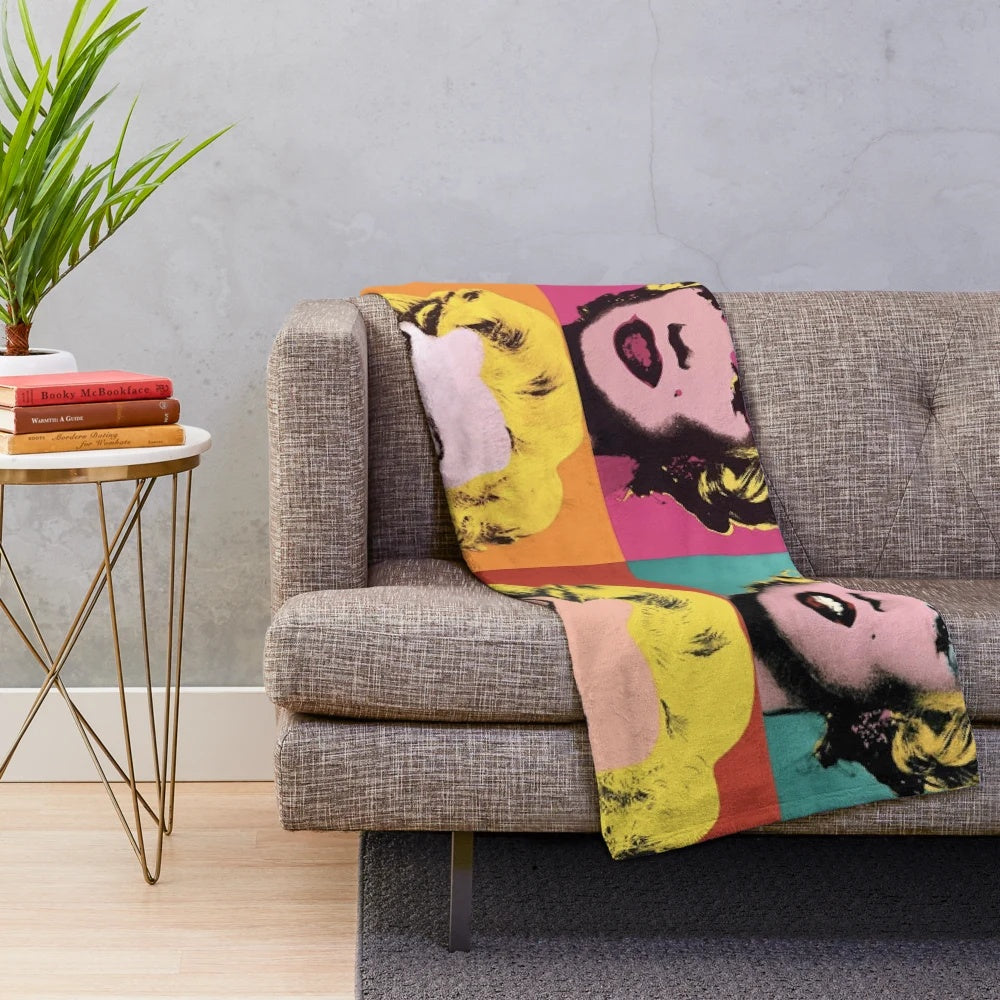 Colorful Andy Warhol-style Marilyn Monroe plush blanket