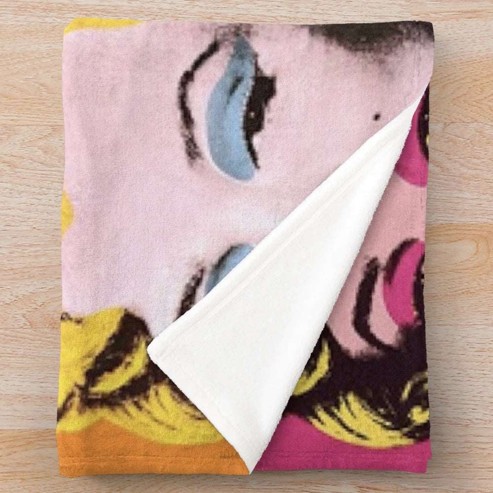 Colorful Andy Warhol-style Marilyn Monroe plush blanket