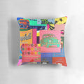 Colorful and trendy pop art style pillow inspired by the iconic artwork of Andy Warhol
