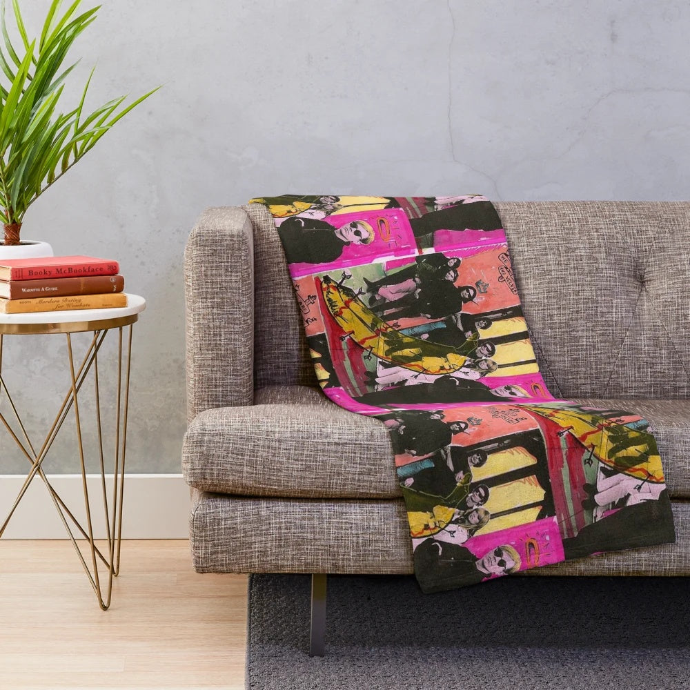 Andy Warhol inspired Velvet Underground plush blanket with iconic banana artwork