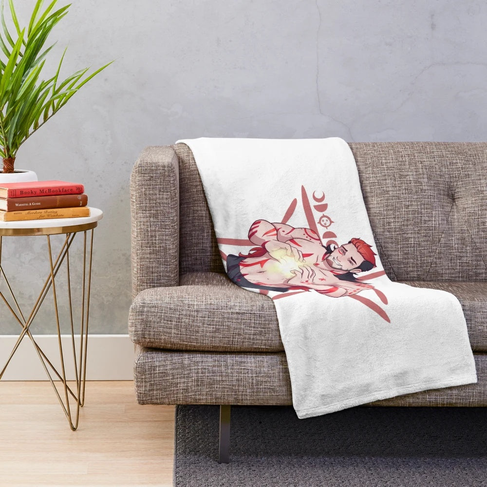 Colorful anime-style plush blanket with a vibrant design