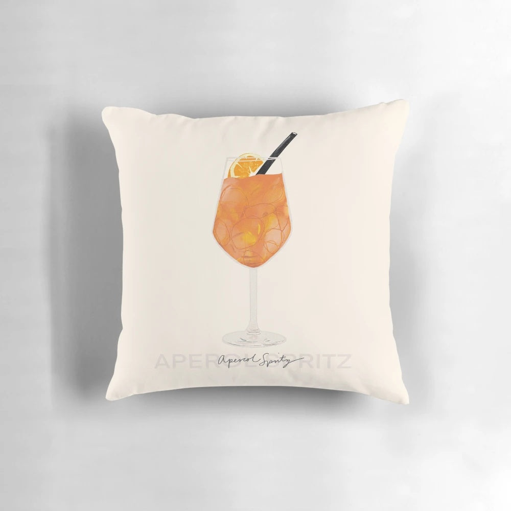 Colorful Aperol Spritz-themed decorative pillow