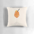 Colorful Aperol Spritz-themed decorative pillow