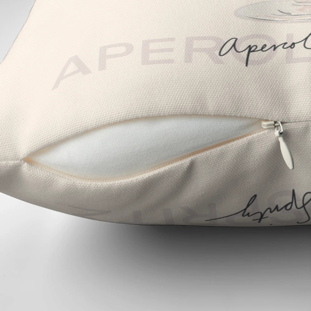 Colorful Aperol Spritz-themed decorative pillow