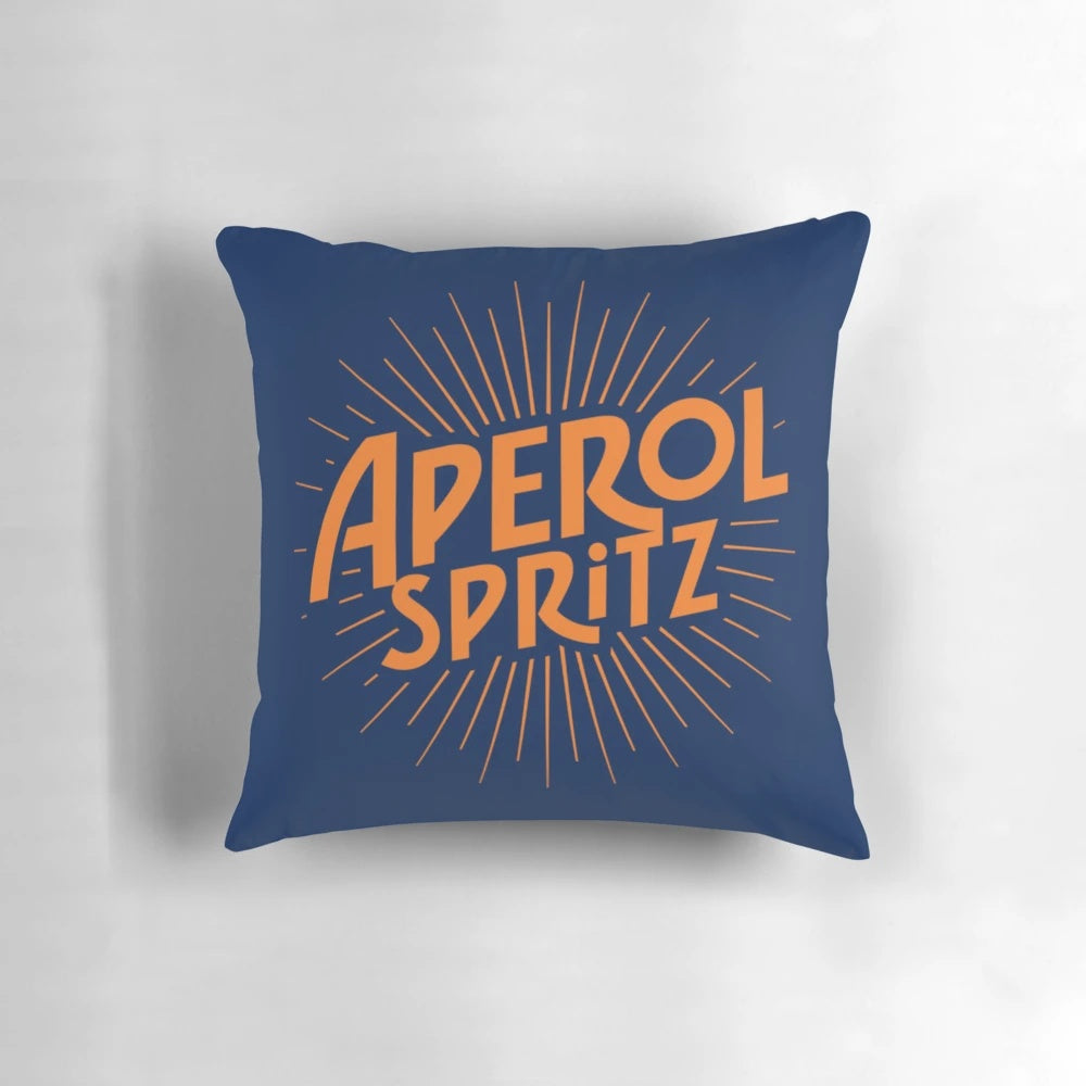 Decorative pillow inspired by the classic Italian Aperol Spritz cocktail