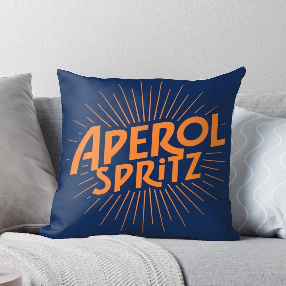 Decorative pillow inspired by the classic Italian Aperol Spritz cocktail