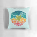 Colorful Aquatic Rainbow Throw Pillow featuring various sea creatures like whales, octopus, and fish
