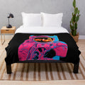 Trippy rainbow astronaut plush blanket with psychedelic and cosmic design