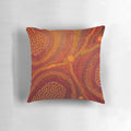 Colorful abstract pattern pillow cover featuring Australian aboriginal-inspired dot painting design