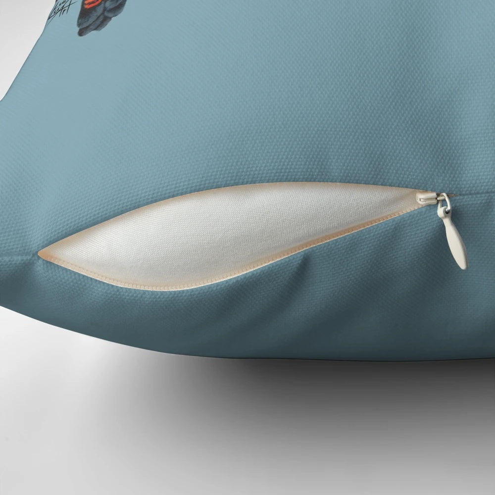 Colorful pillow featuring a variety of Australian birds, including a cockatoo, parrot, rainbow lorikeet, and fairy wren.
