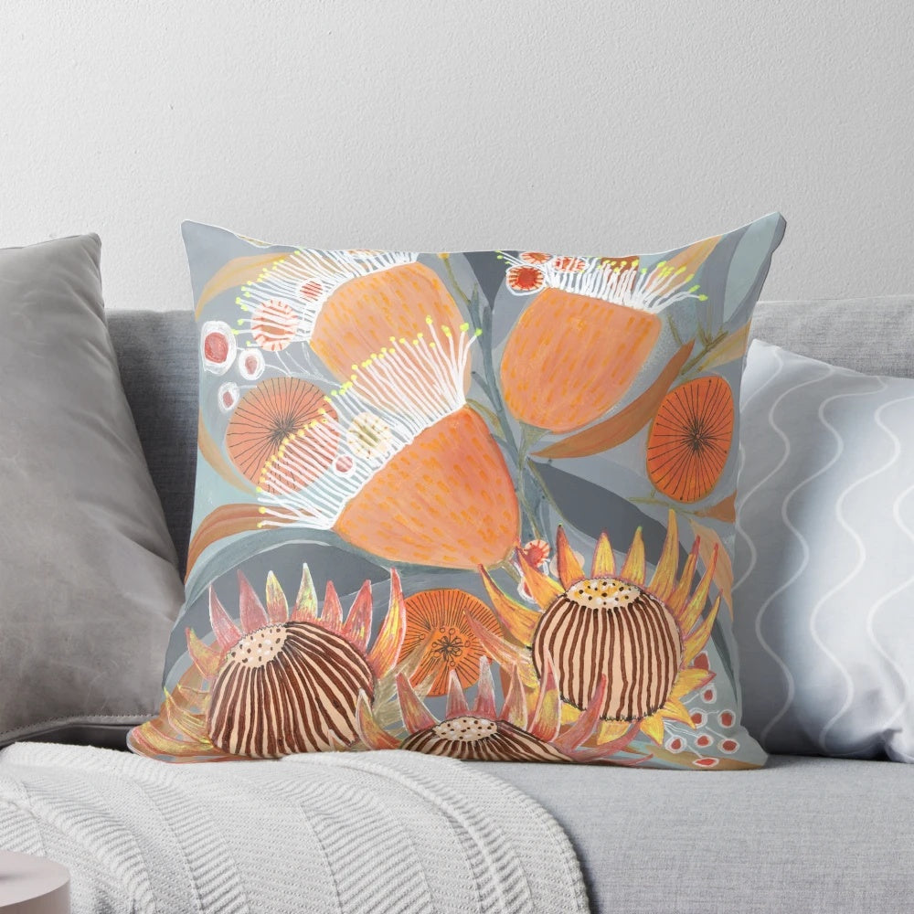 Colorful Australian Wildflowers Decorative Pillow