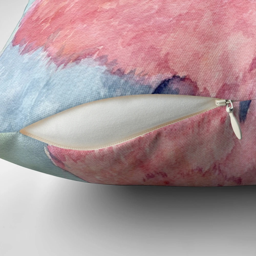 Colorful watercolor painting of an Australian galah cockatoo bird on a decorative pillow