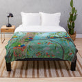 Plush blanket featuring a vibrant painting of Australian native birds in the Dandenong Ranges