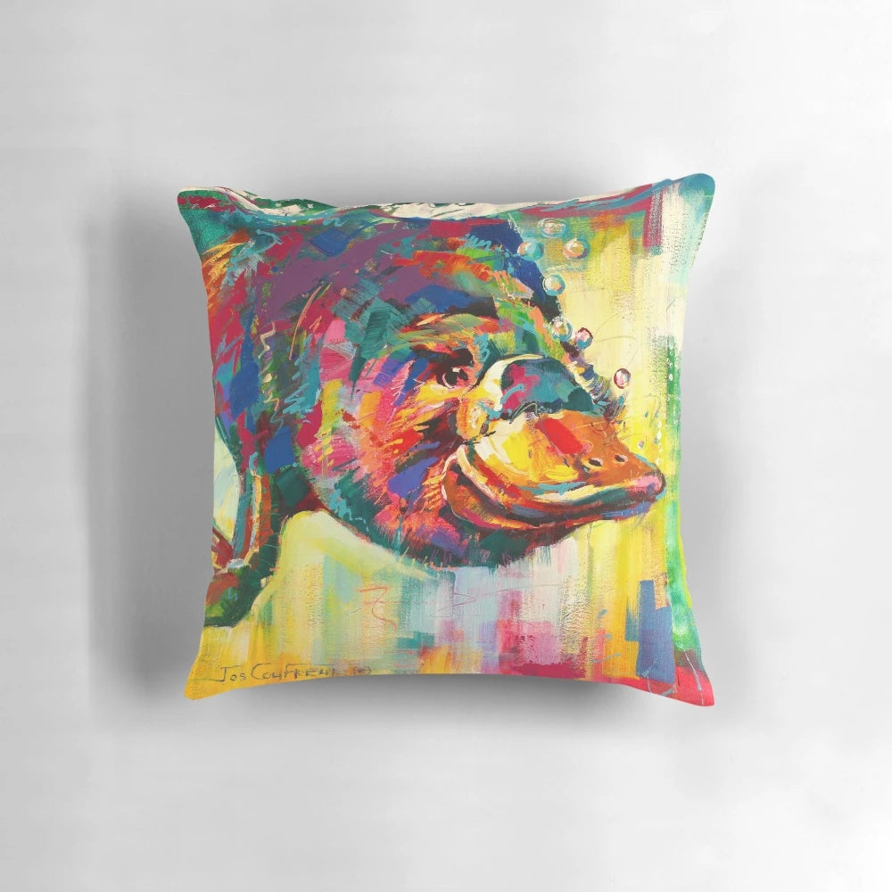 Colorful pop art-style illustration of a duck-billed platypus, the unique Australian mammal