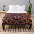 Autumn floral plush blanket with a colorful, botanical design