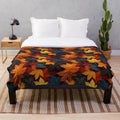 Cozy plush blanket featuring a vibrant autumn leaf design