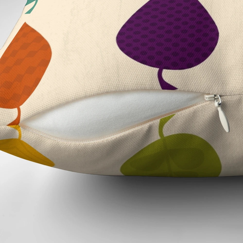 Colorful autumn leaves pattern on a fluffy, soft pillow for nature-inspired home decorating