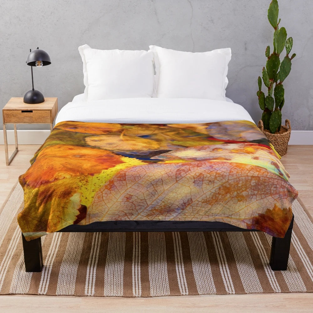 Autumn Leaves Plush Blanket with Vibrant Colors