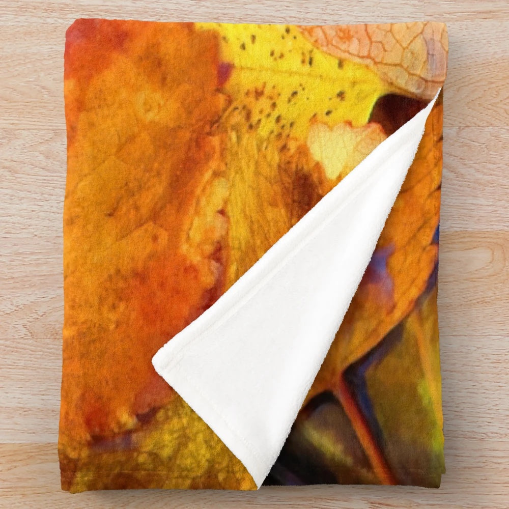 Autumn Leaves Plush Blanket with Vibrant Colors