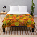 Colorful autumn leaves collage pattern plush blanket