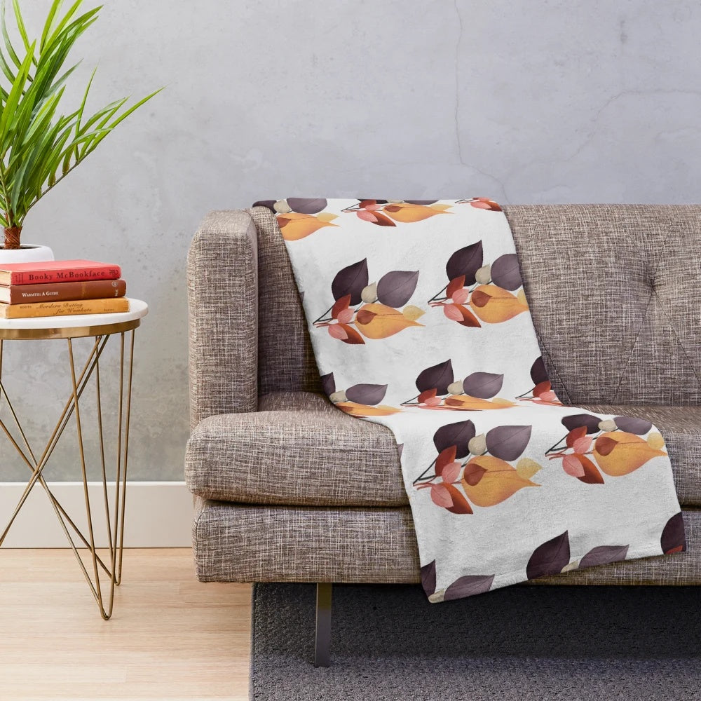 Colorful fall leaves plush blanket