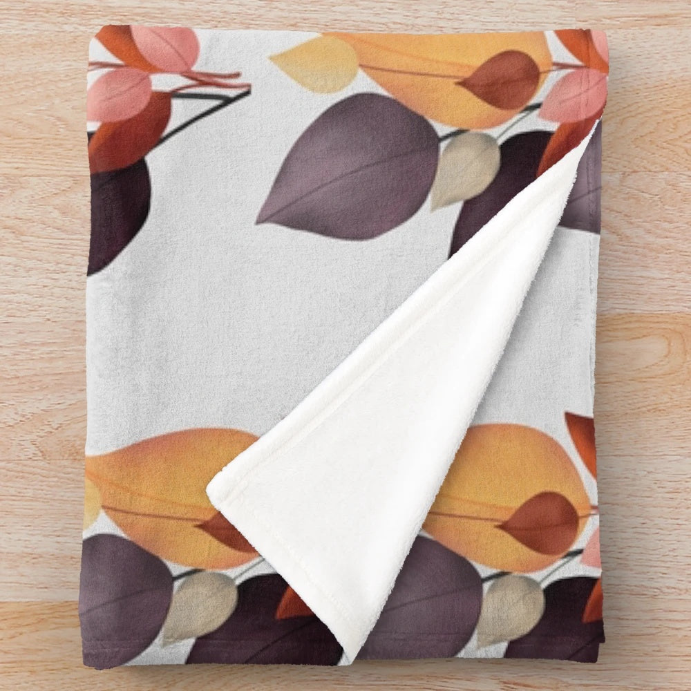 Colorful fall leaves plush blanket