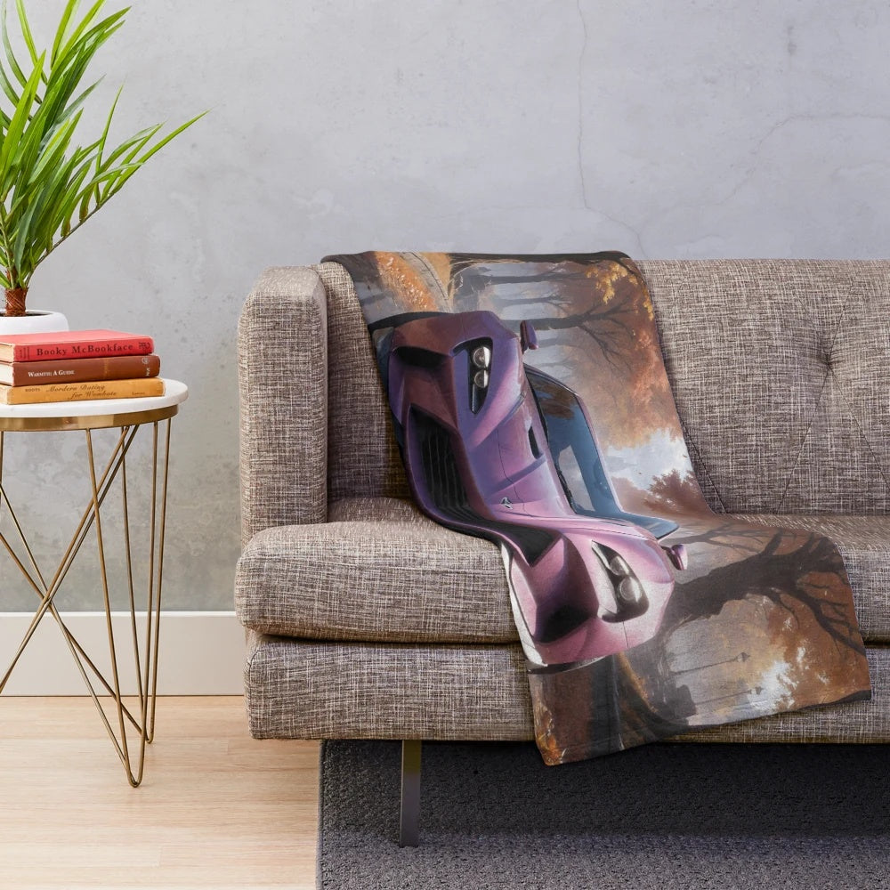 Autumn sports car plush blanket
