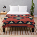 Colorful Aztec pattern plush blanket with geometric designs