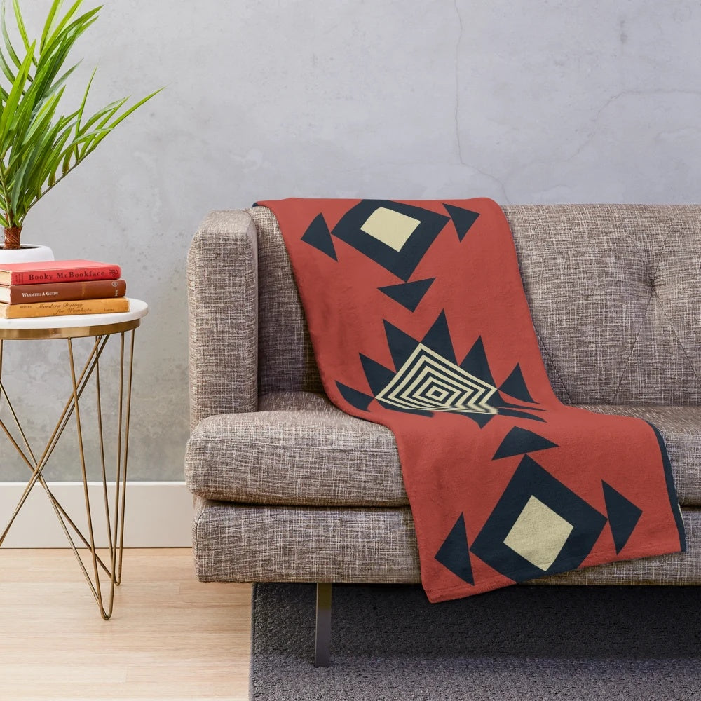 Colorful Aztec pattern plush blanket with geometric designs