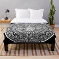 Colorful Aztec calendar pattern plush blanket