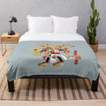 Colorful Aztec-patterned plush blanket with native Mexican design
