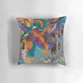 Colorful azure kingfisher bird perched on a branch, featured on a decorative throw pillow