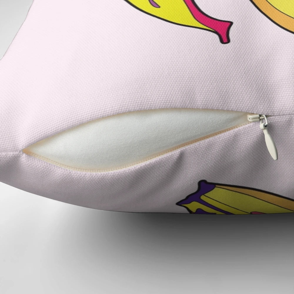 Vibrant Bananacle Psychedelic Pillow with Trippy Banana Tentacle Design